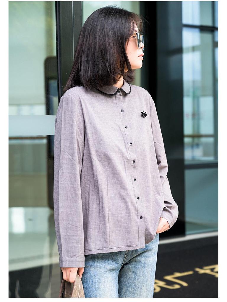YUN Ink Black Women's Loose Casual Long-Sleeve Shirt Jacket - 2025 Autumn Collection