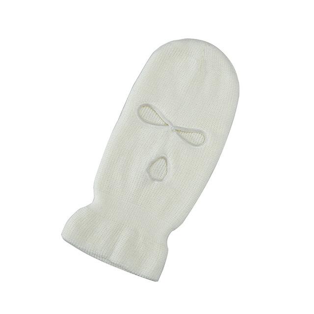 

Лыжная маска с полным лицом, шапка с 3 отверстиями, тактическая ветрозащитная вязаная шапка CS, зимние теплые шапки унисекс One Size белый