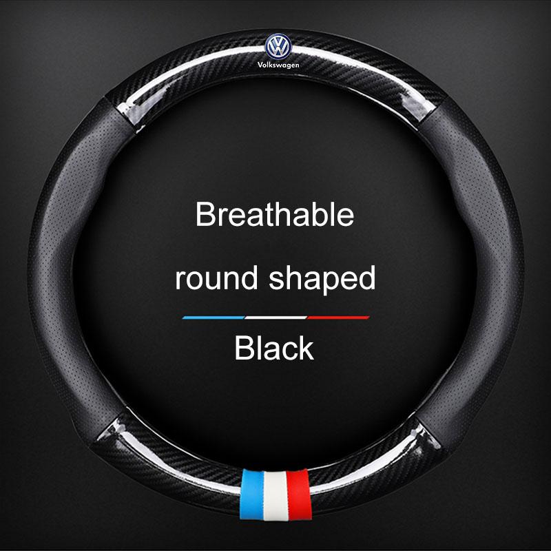 Car Steering Wheel Cover Breathable Anti Slip PU Leather Steering Cover For Volkswagen Touran Golf-4 5 6 7 Passat Polo MK4 Bora Altea Alhambra Sharan
