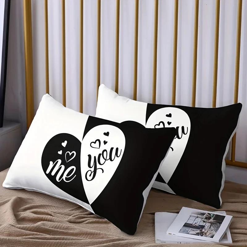3pcs Duvet Cover Set Black And Red Heart Pattern Bedding Set Soft Duvet Cover For Bedroom Guest Room 1*Duvet Cover+2*Pillowcase