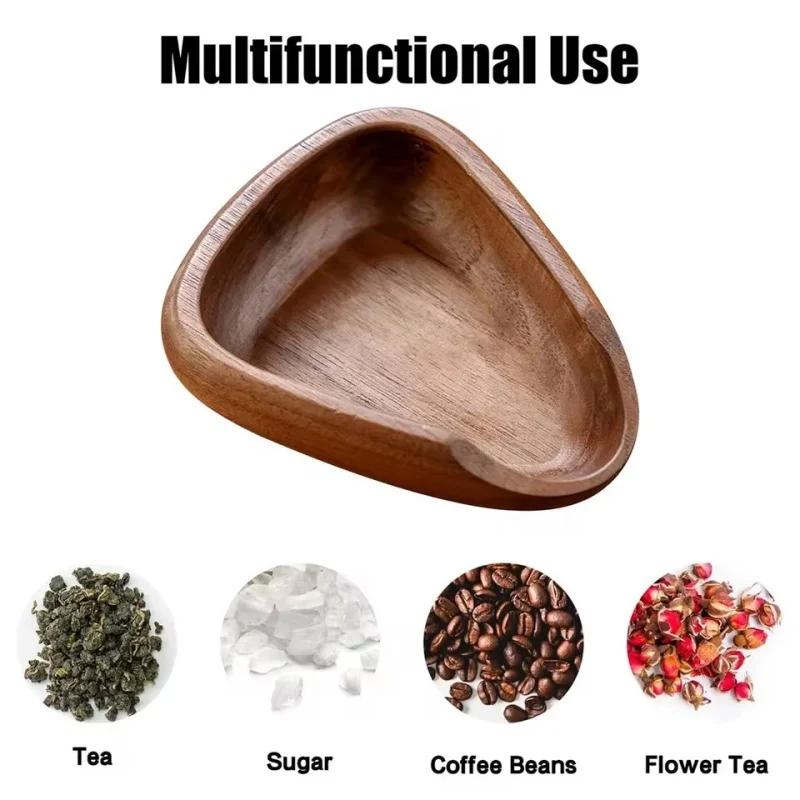Wooden Coffee Bean Bowl Solid Wood Coffee Bean Measuring Container Espresso Dosing Cup Tea Leaf Display Tray Coffee Accessories