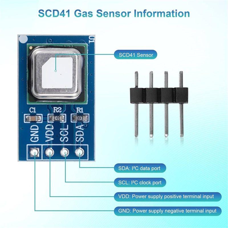 (ABLP) SCD41 Gas Sensor Module CO₂ Sensor Module 2-in-1 Temperature and Humidity Sensor 2.4-5.5V with I²C Communication