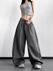 2026 Spring American Retro Wide-Leg Pleated Trousers - High Street Scissor-Leg Suit, Versatile, Loose, Slimming, Floor-Length Casual Pants.