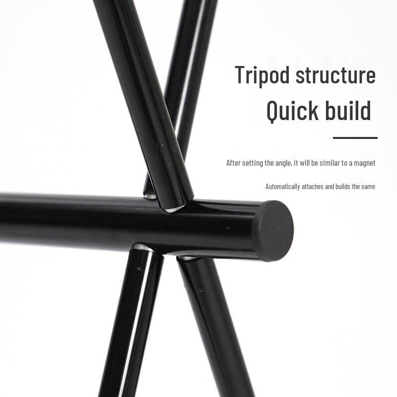 Portable Double-Layer Camping Storage Rack and Folding Lamp Stand