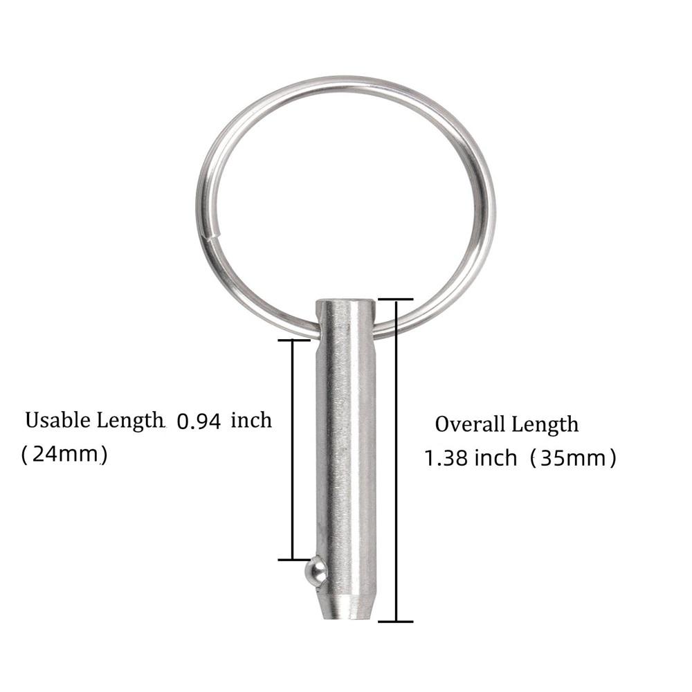 4 PCS Marine 316 Stainless Steel Quick Release Pin Bimini Top Pin, Diameter 0.31"(8 Mm), Overall Length 1.38"(35 Mm), Usable Length 0.94"(24mm)