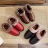 Winter Women's Snow Warm Short Tube Flat-bottomed Home Soft-soled Slippers Plus Velvet Non-slip Cotton Shoes