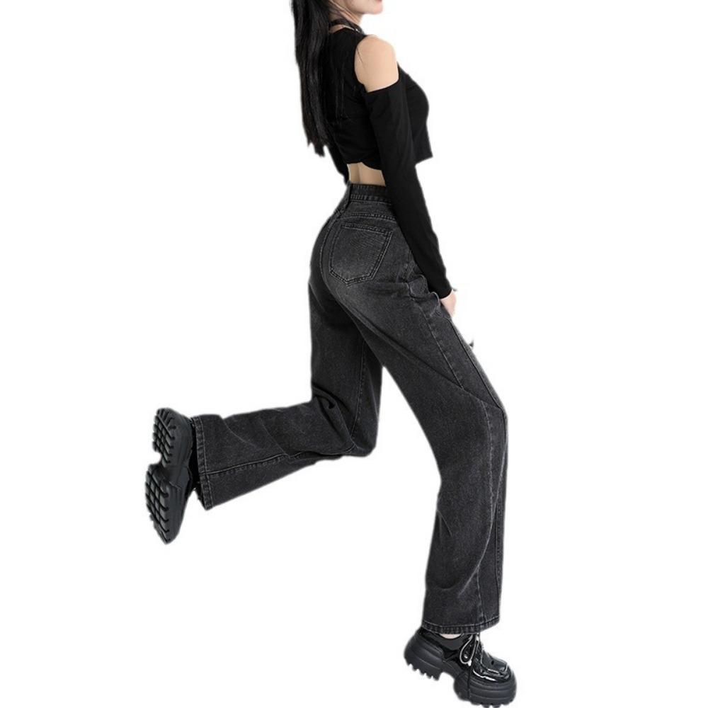American Retro Wide-leg Jeans Women's High Waist Straight Loose Casual Drape Thin Floor Pants Trend Ins