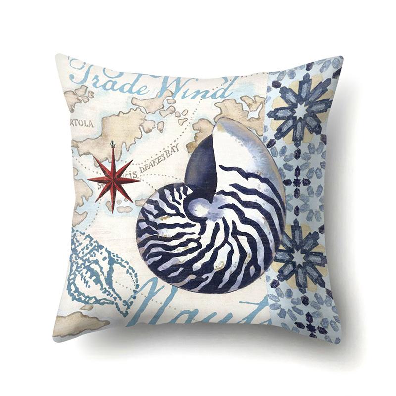 Polyester Pillowcase Peach Leather Velvet Cushion Cover Marine Life Seahorse Octopus Printed Pillowcase Car Cushion