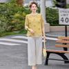 Mom's Elegant Chinese Style Two-Piece Set: Summer Fashionable Three-Quarter Sleeve Top for Middle-Aged and Elderly Women (2026).