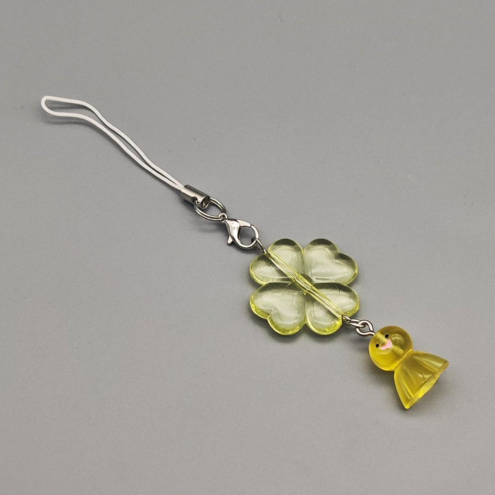 Key Chain Mobile Phone Lanyard Cellphone Strap Leaf Clover Pendant Women Girls