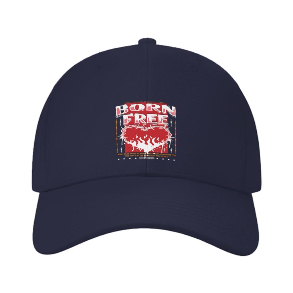 Born Free Fire Heart Graphic Baseball Cap Unisex Casual Cotton Adjustable Summer Hat