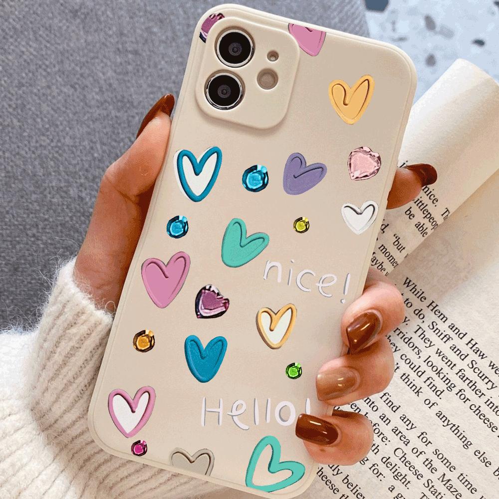 Graffiti Love Silicone Phone Case for IPhone 14 15 16 Plus for IPhone 13 14 15 12 11 16 Pro Max 12 Mini XS Max TPU Protect Cover