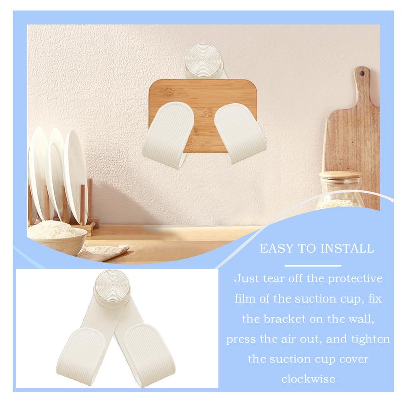 Suction Cup Pot Lid Holder Wall Mounted Rotating Pot Lid Rack Adjustable kitchen Organizer Cream Color Punch-free