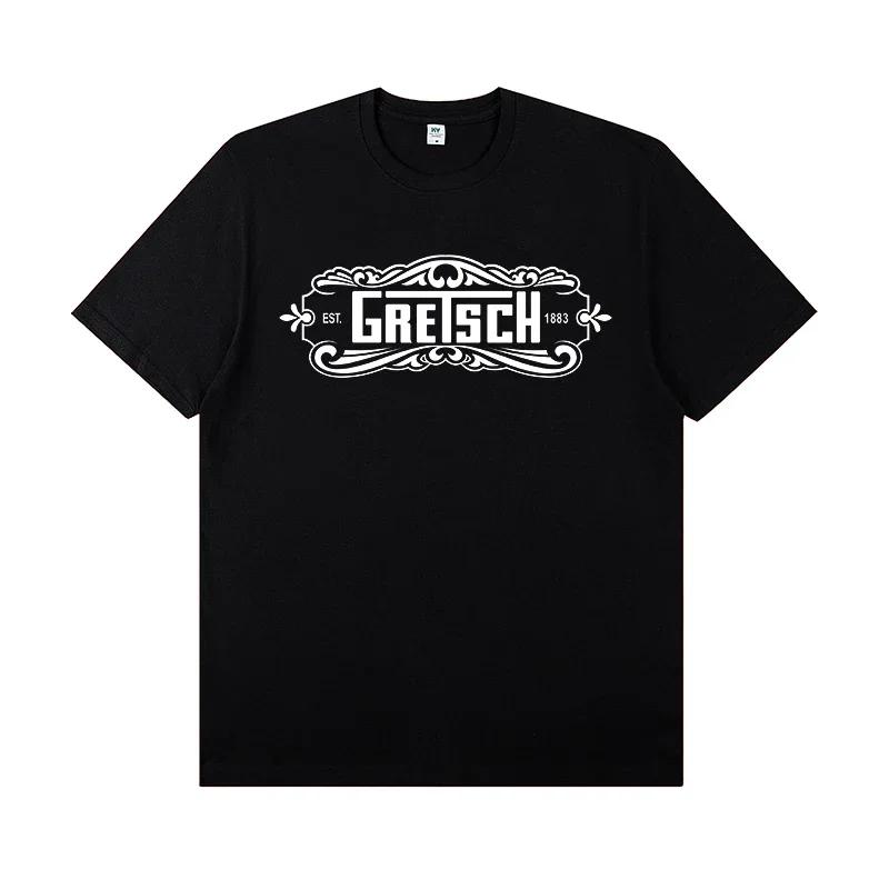 

Gretsch Electric Guitar Instrument Peripheral T-shirt Short Sleeve Rock Band Lead Singer Practice Costume Casual T-shirt L чорний