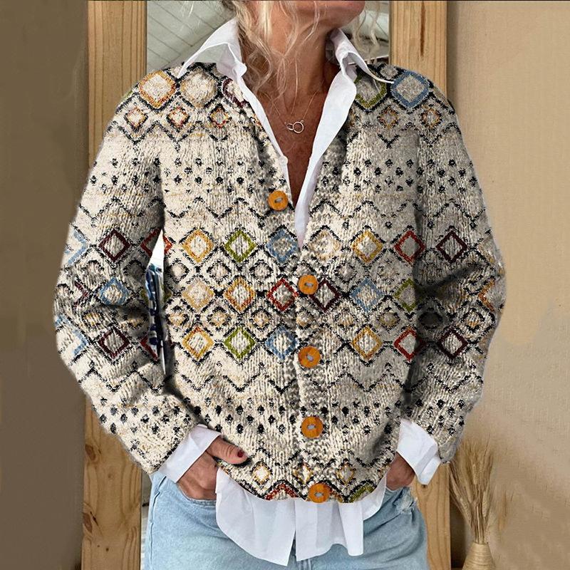 2026 foreign trade new 3D digital printing cardigan knitted jacket women's clothing early spring and autumn factory wholesale
