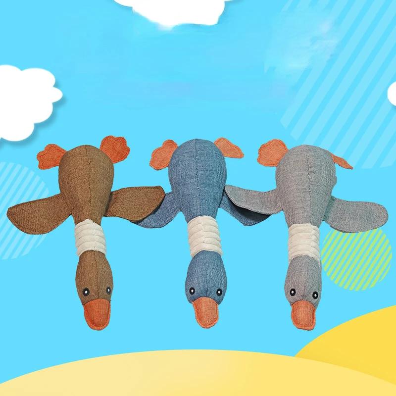 3 pièces Jouets pour animaux de compagnie accompagnés de jouets sonores en toile de jute, résistants aux morsures, oies, produits pour animaux de compagnie Husky sonores