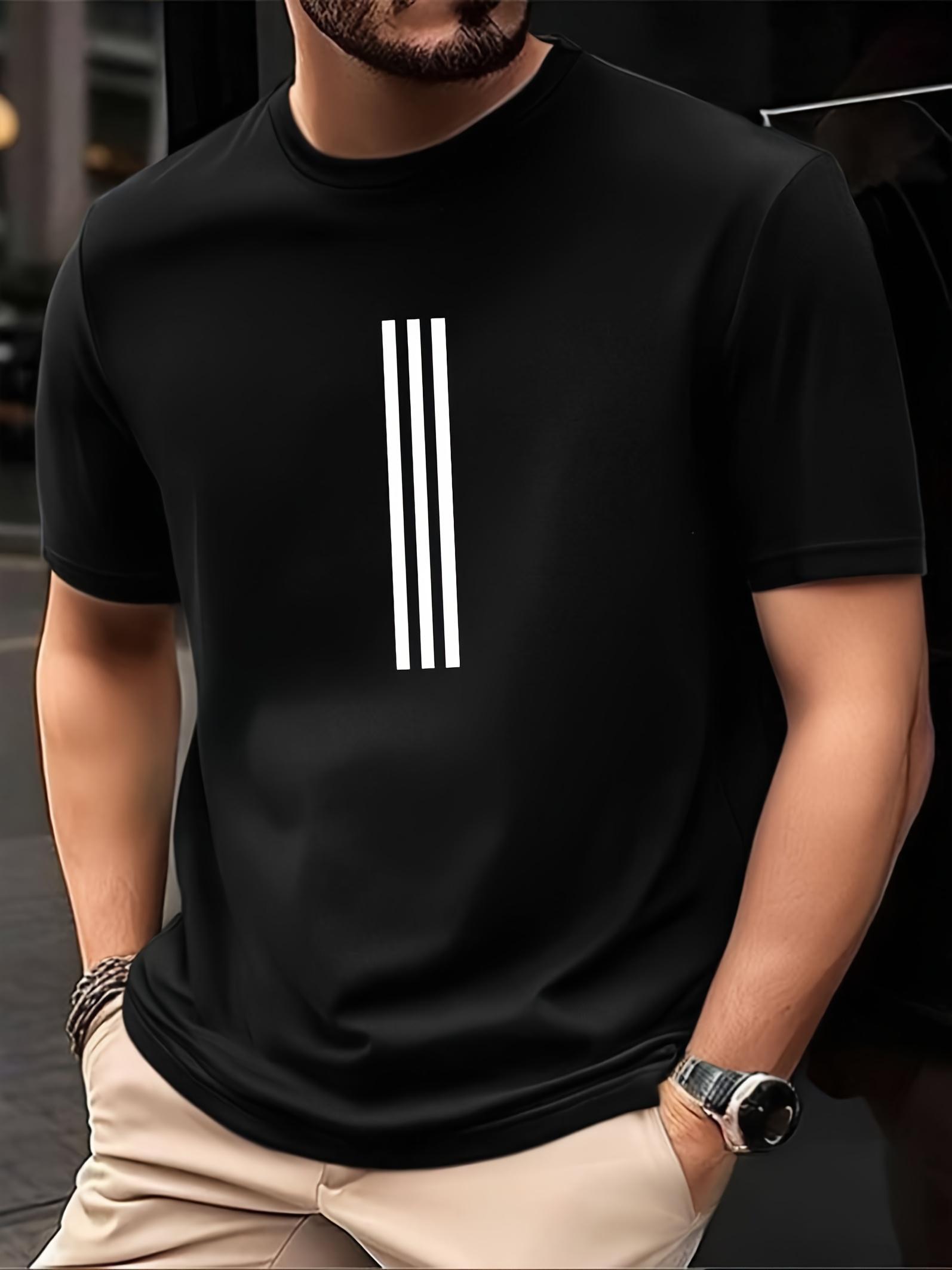

Sporty Casual Short Sleeve T-shirt with Striped Print - Breathable Fabric for Gym XXXXL