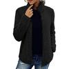 Women Velvet Stand Collar Zipper Jacket Long Sleeve Bubble Coat