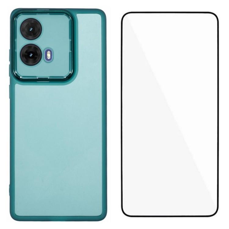 WANLONFENG DKSM Series for Motorola Moto G85 5G TPU Case Electroplated Frame with Tempered Glass