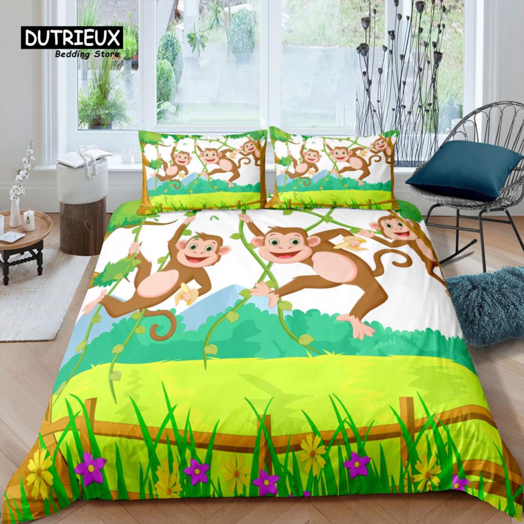 

Главная Жизнь Роскошь 3D Мультфильм Обезьяна Комплект постельного белья Пододеяльник Наволочка Детский комплект постельного белья Queen и King Размеры ЕС/США/Австралия/Великобритания EU single(135x200cm)
