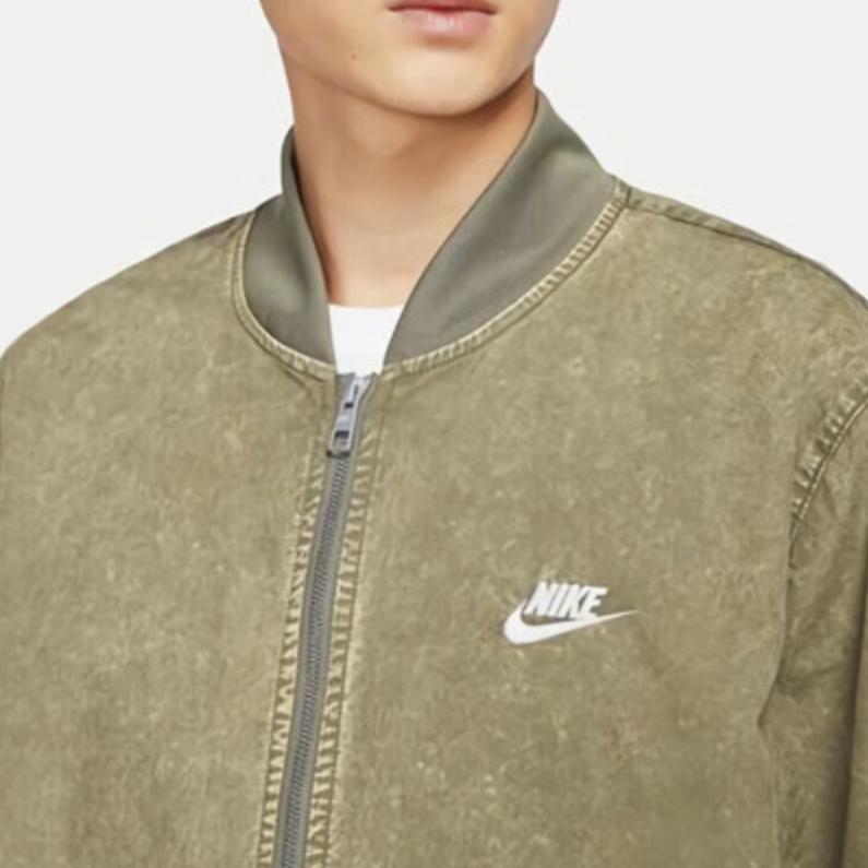 Nike Embroidered Logo Slim Fit Zip-Up Jacket With Pointed Collar Men Jackets Military-Green DQ4590-222