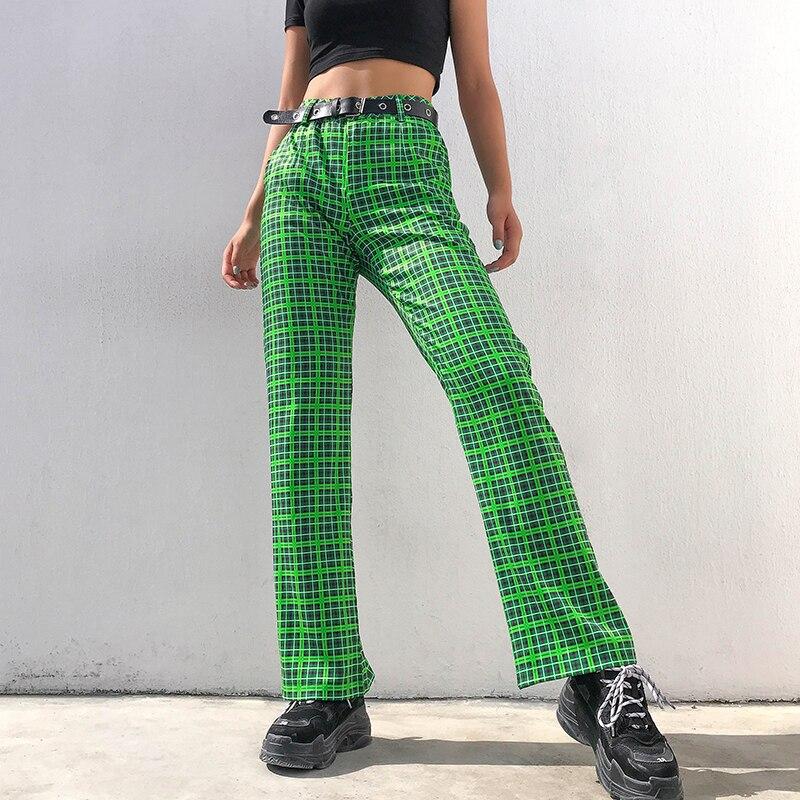 Darlingaga Fashion Verde a cuadros Harajuku Pantalones Mujer Pantalones  rectos Cintura alta Pantalones a cuadros Otoño Holgado Pantalones Traseros  comprar a buen precio — entrega gratuita, reseñas reales con fotos — Joom