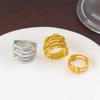 Geometric 18K Gold Stainless Steel Wide Hollow Ring with High-End Feel