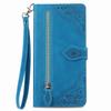 For Honor X9b 5G/Magic6 Lite 5G Zipper Wallet Case with Strap Flower Imprint PU Leather Phone Cover