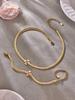 Stylish European & American Double Layer Zirconia Flower Necklace & Stainless Steel Bracelet Jewelry Set for Women