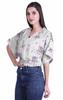 Moomaya Printed Boxy Sleeve Tops For Women V-Neck Elastic WaistA  Kimono Top