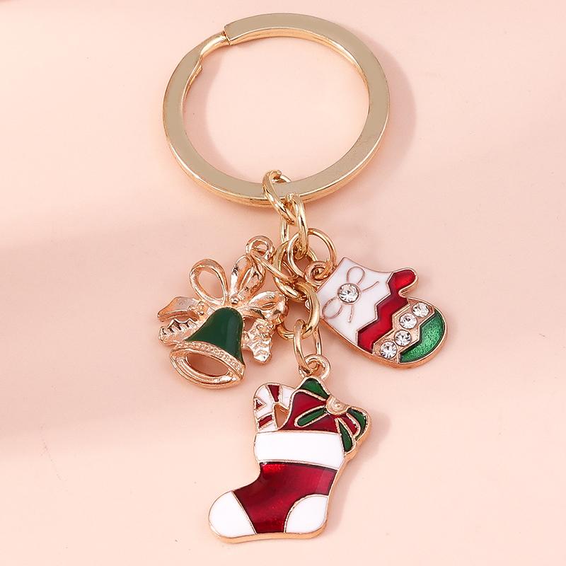 Cute Enamel Christmas Santa Claus Keychain Snowman Key Ring Pendants for Key Holder Handbag Accessories DIY X'mas Jewelry Gift