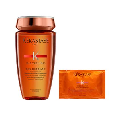 Bain Relax Shampoo 250mL a Sample of Relax Mask Curly Hair Humidity Sweet Floral Fruity Musk Stays Smooth All Night Kérastase Oléo (Includes Oléo