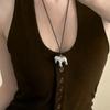 Zinc Zinc Alloy Pony Sweater Chain Adjustable Leather Rope Necklace Horse Pendant Necklace  Decoration