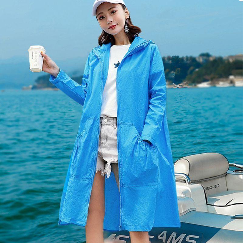 Women's Sunscreen Clothing Long Sleeve Mid Long Summer Thin Outdoor UV Protection and Sun Protection Clothing Fashionable Jacket