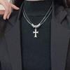 Sweet and Cool Full Diamond Cross Double-layer Necklace Women's Light Luxury High-end Sense Sweater Chain Retro Personality Trendy