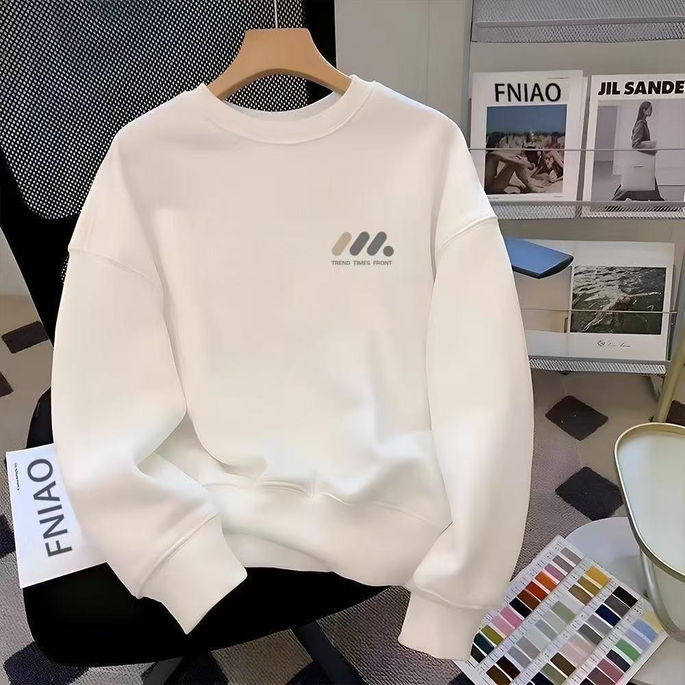 

Men s Trendy Round Neck Hoodie - Loose Fit, Hong Kong Style, Casual Youth Fashion, High-Quality, No Hood, Ideal for Spring and Autumn 3XL [77.5-85 kg]