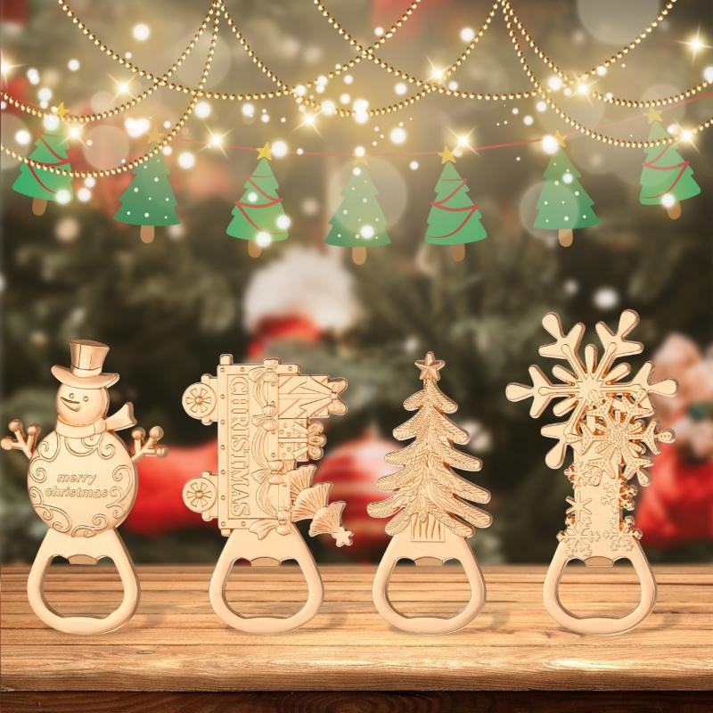 Durable Metal Christmas Bottle Opener Merry Christmas  Year Decor Beer Bottle Opener Santa Snowman Xmas Opener Home Bar