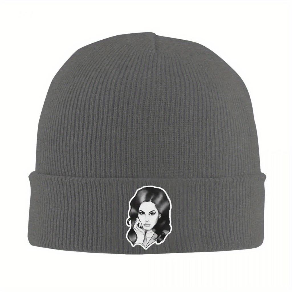 Lana Del Rey Pencil Drawing Sticker Knitted Hat for Women Men Beanie Autumn Winter Hats Ultraviolence Music Album Casual Caps