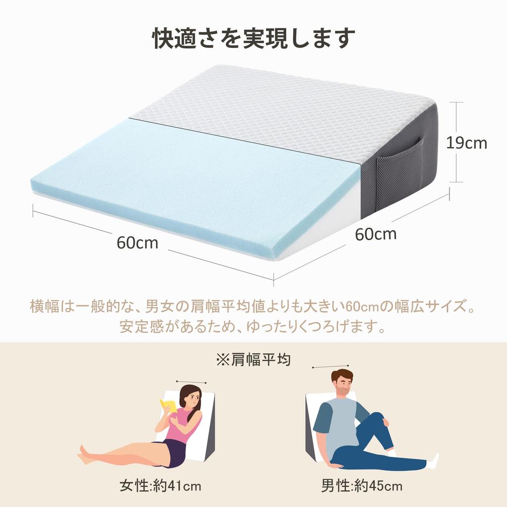 Cozymaker Triangular Pillow, Memory Foam Backrest Cushion, Inclined Lumbar Pillow, Dual-Layer Low-Rebound and High-Rebound, Leg-Elevating, Washable Pi