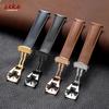19mm 20mm 21mm 22mm Polished Cowhide Straps for Omega Seamaster Speedmaster Folding Buckle Waterproof Brown Leather Watch Band