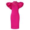 Damen Neues Mode Sexy Lotusblatt-Ärmel Perlen Partykleid Kleid