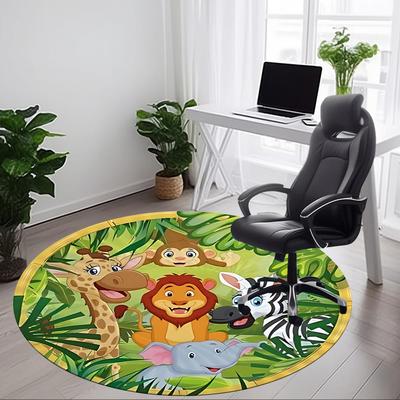 1pc Jungle Animals Chair Carpet for Office, Non-slip, Soft and Durable Rug, Perfect for Office, Living Room Yy251103176