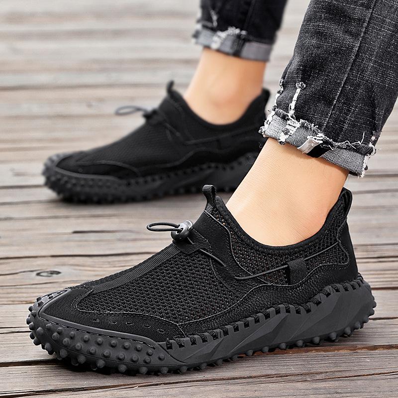 2025 Large Size One-pedal Mesh Cloth Surface Splicing Breathable Casual Shoes Soft Sole Non-slip and Wear-resistant Sports Men's Shoes