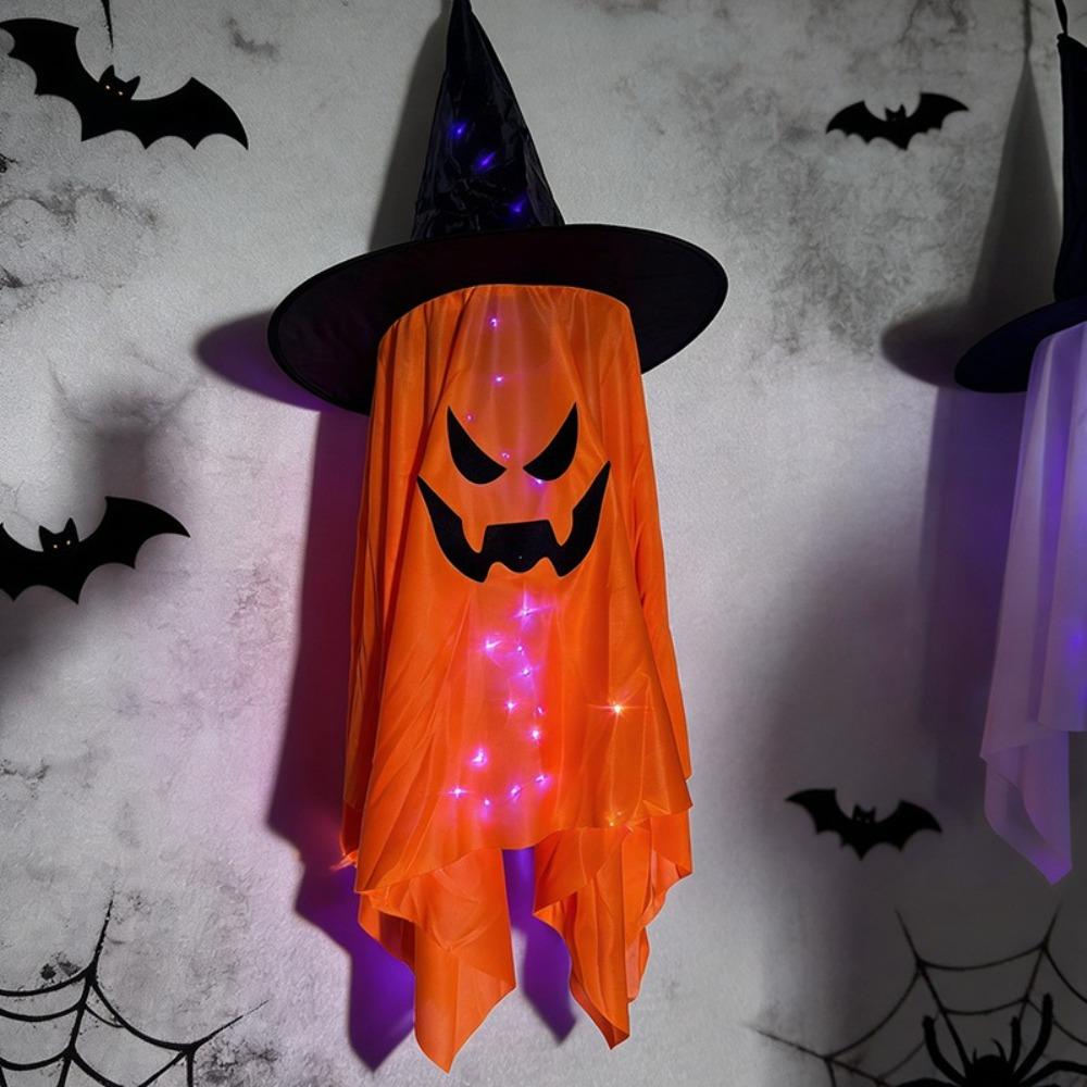 String Lights LED Hanging Ornament LED Lighted Witch Hat Ghost Decor  Indoor Home