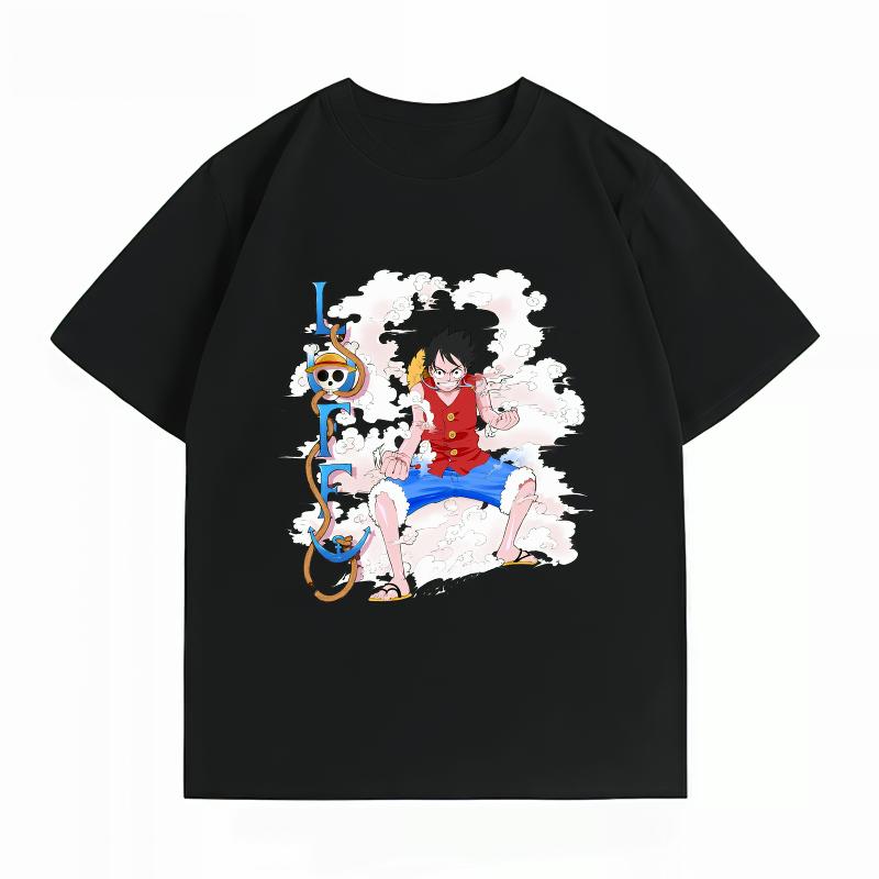 Unisexs Clothing New 100 Cotton Breathable Summer Tshirt One Piece Luffy Print Casual Streetwear Unisexs Tshirt