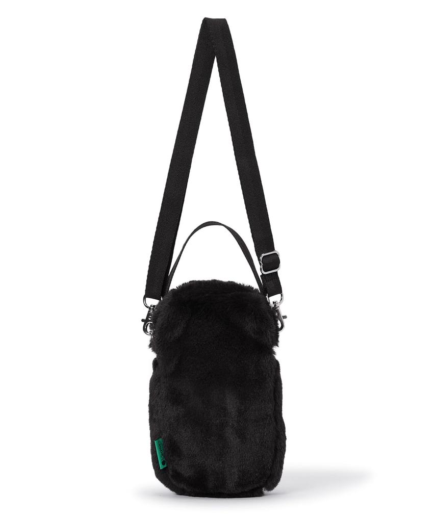 LeSportsac Official FUR MINI PHONE CROSSBODY Shoulder Bag3028 Women's Black Fluffy Fur