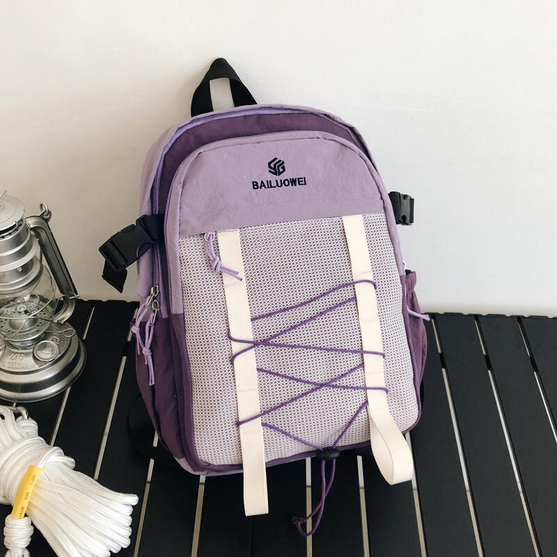 Sports Backpack Large Capacity Lightweight Color Block Backpack Unisex Student Schoolbag