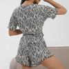 Summer Sexy Loose Lotus Leaf Edge Short Sleeve Tops and Shorts 2 Pieces Sleepwear Leopard Print Thin Pajamas Set Women Homewear