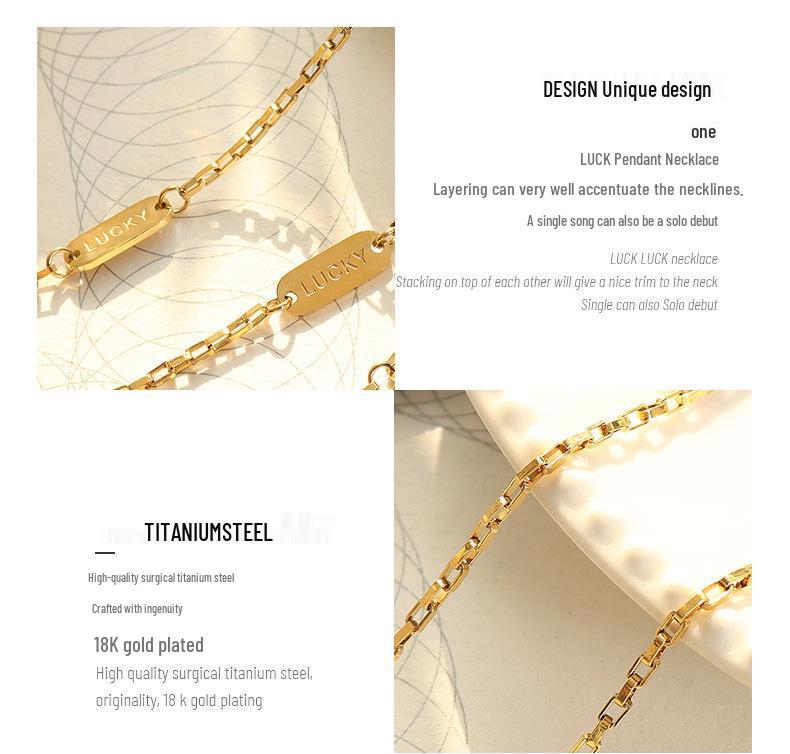 Korean Style Summer Cutout Double Pendant Collarbone Necklace, Titanium Steel with 18K Gold Plating P569