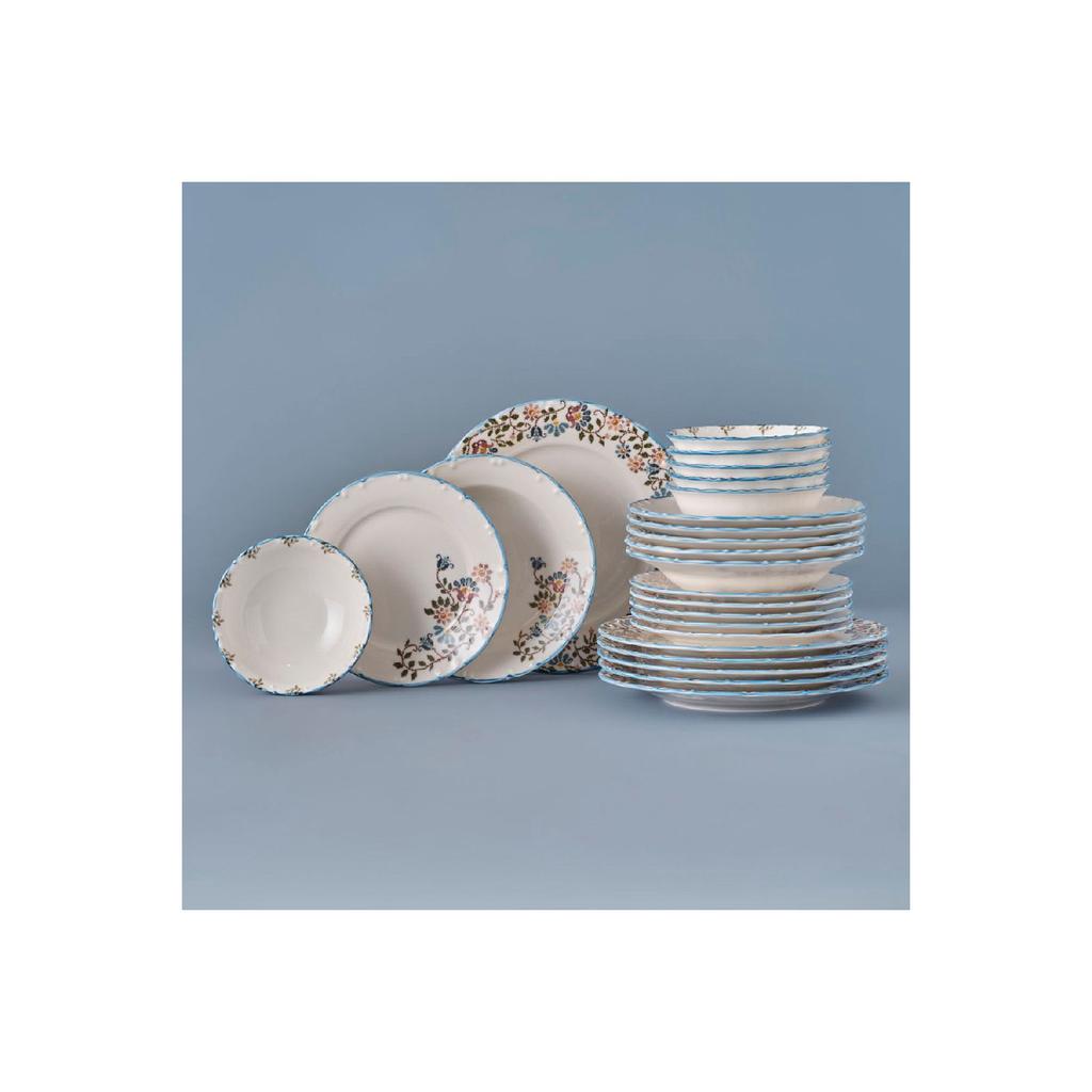 Vintage Porcelain 48 Piece Dinner Set For 12 Persons Blue